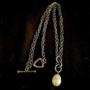 SILPADA NECKLACE, oxidized sterling silver, fresh water pearl, toggle, 18 inches
